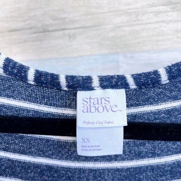 STARS ABOVE Soft Stretchy Hacci Knit Pajama Romper Blue White Striped Womens XS - Picture 4 of 5